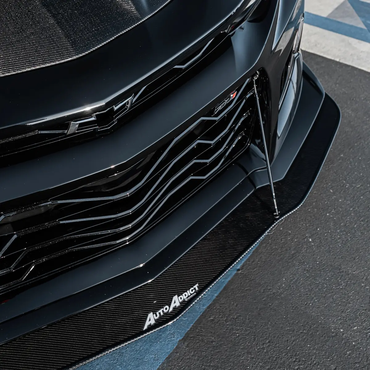2017-2025 Chevy Camaro Zl1 Carbon Fiber Extension Splitter With Rods 1