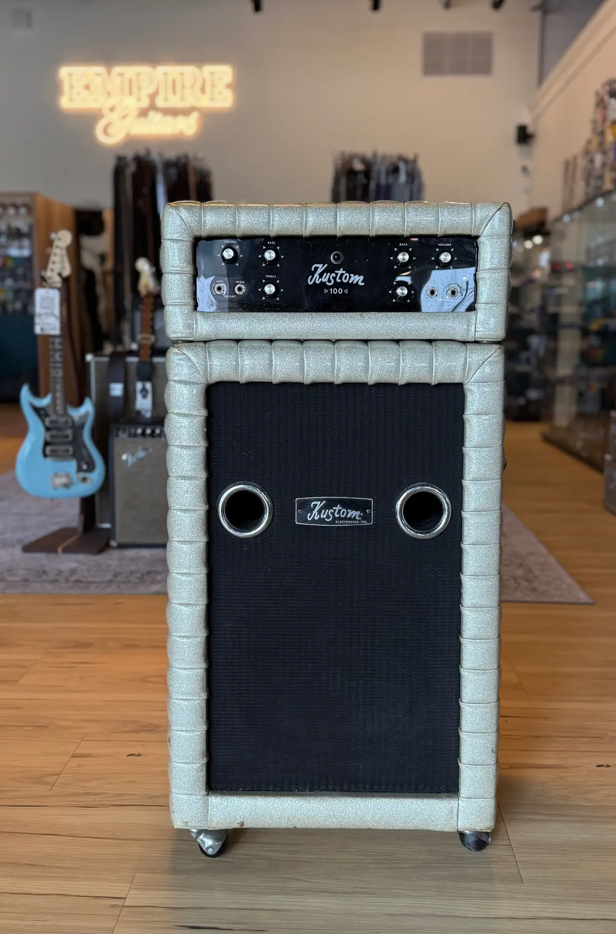Kustom 100 K100-1 Tuck & Roll Champagne Sparkle Head & Cabinet 1