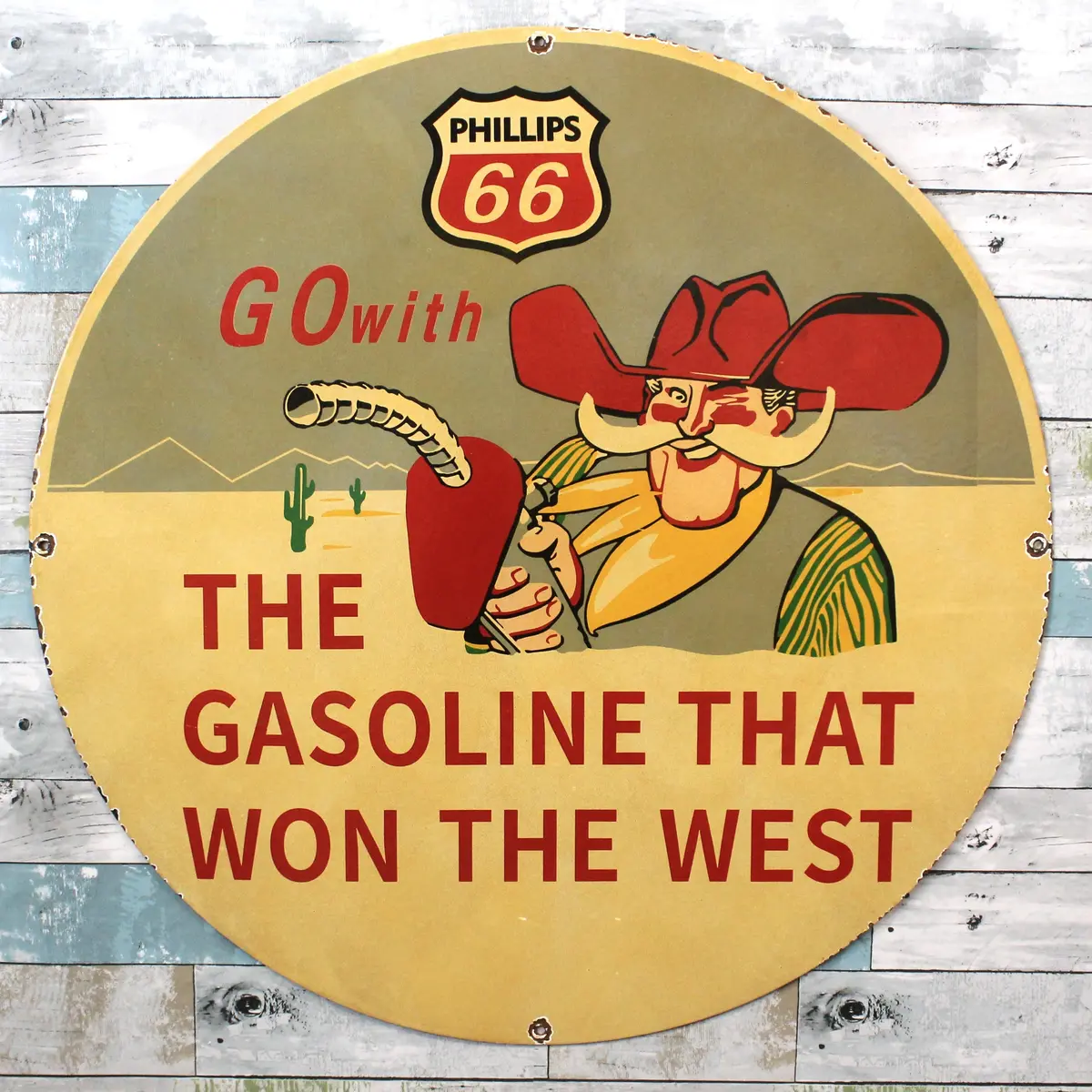 Phillips 66 Gasoline Porcelain Enamel Sign -  Large 30-Inch Metal Route 66 Advertising 1