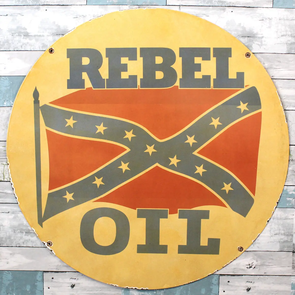 Rebel Oil Porcelain Enamel Sign -  Large 30-Inch Metal Advertising 1