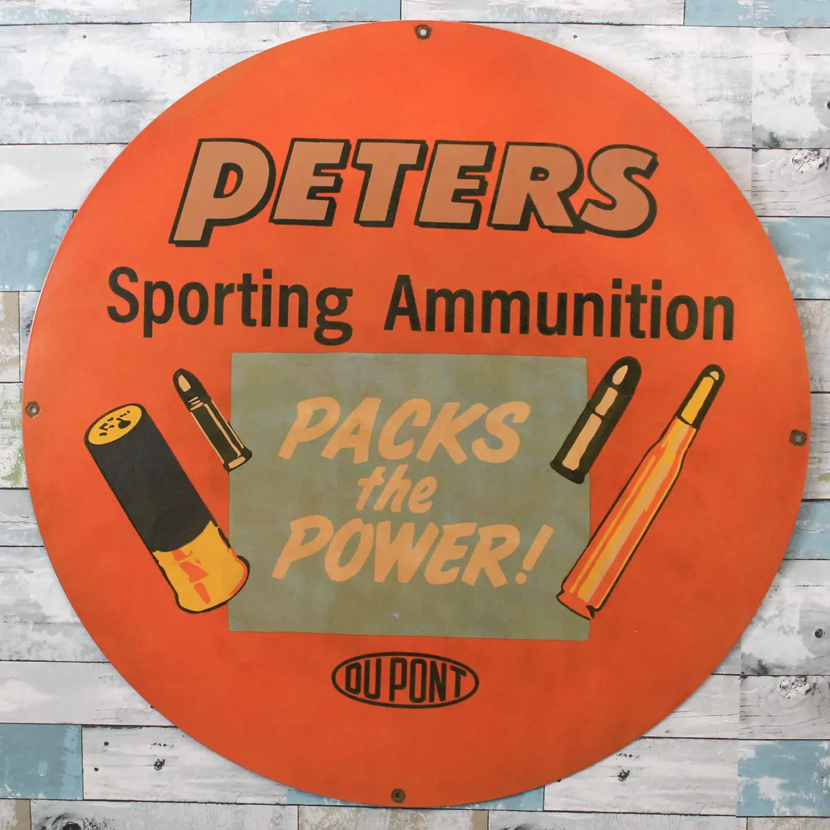 Dupont Peters Sporting Ammunition Porcelain Enamel Sign -  Large 30-Inch Metal Advertising 1