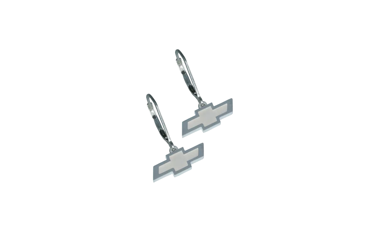 Chevy Bowtie Emblem | Sterling Silver | 1/2" Leverback Earrings 1