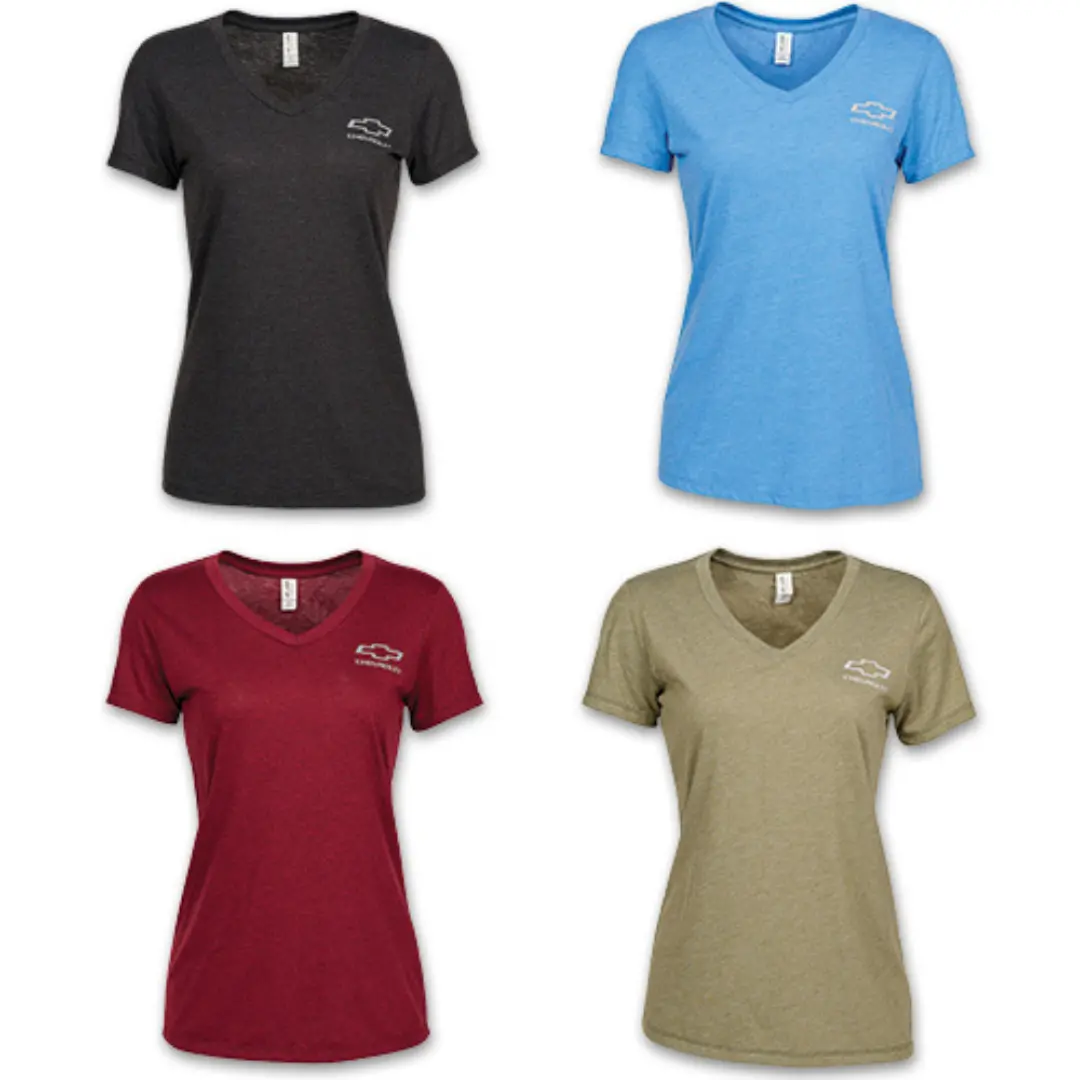 Ladies Chevrolet Bowtie V-Neck T-Shirt 1