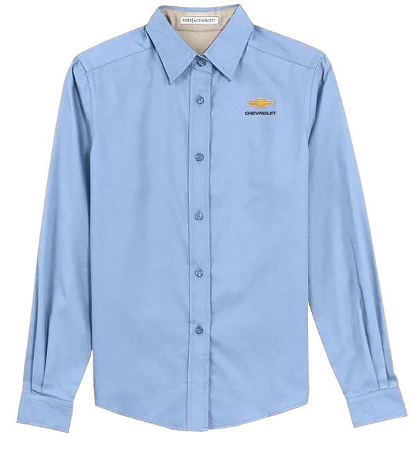 Ladies Chevrolet Gold Bowtie Easy Care Long Sleeve Shirt 1