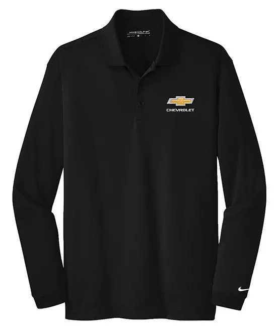 Ladies Chevrolet Gold Bowtie Nike Golf Long Sleeve Polo 1