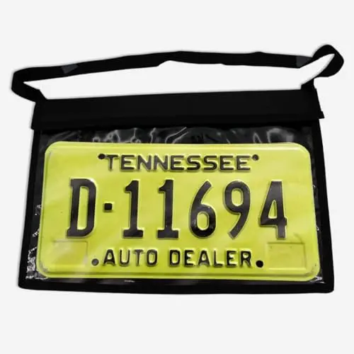 Premium License Plate Holder Demo Bag - Waterproof Pvc Construction With Loop Hook Close - Clear Front And Dustproof - Ideal For Car Dealerships - 13.8" X 9.2" With 24" Hanging Strap 1