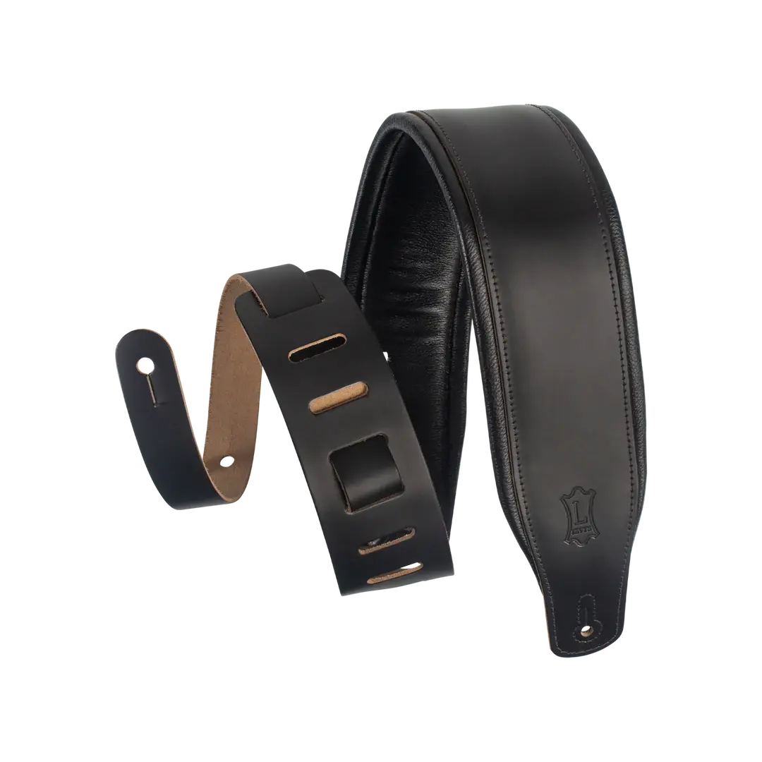 Levy's Amped Leather Series M26pd-Blk Guitar Strap *Free Shipping In The Usa* 1