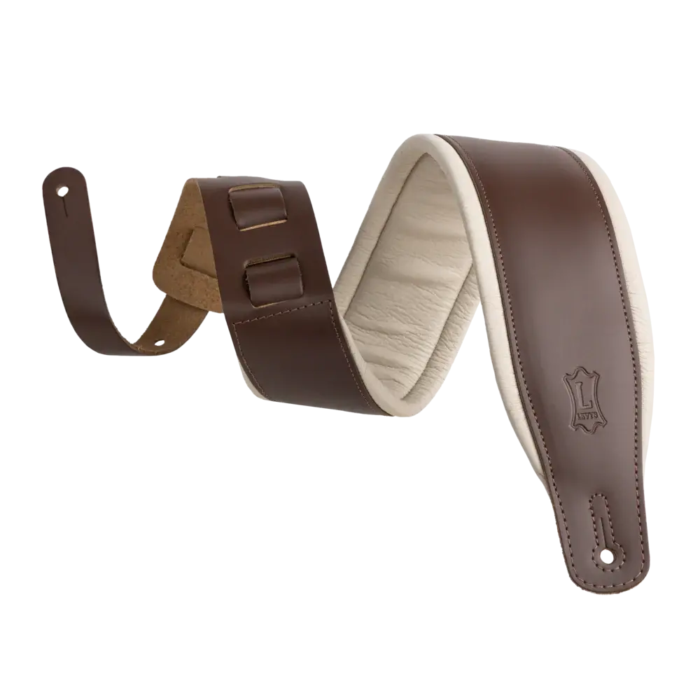 Levy's Amped Leather Series M26pd-Brn-Crm Guitar Strap *Free Shipping In The Usa* 1