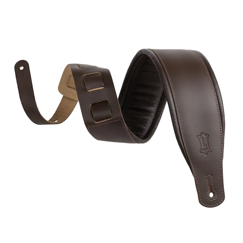 Levy's Amped Leather Series M26pd-Dbr-Dbr Guitar Strap *Free Shipping In The Usa* 1