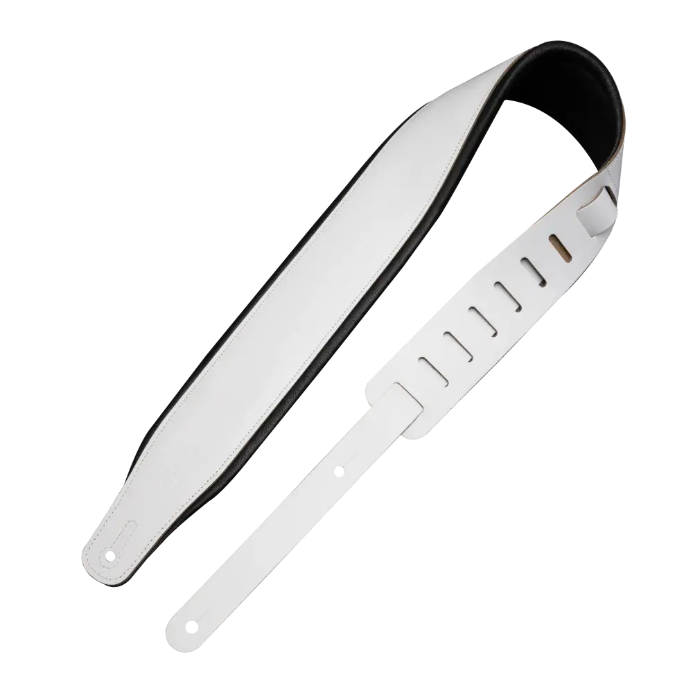 Levy's M26pd-Wht-Blk Leather Guitar Strap *Free Shipping In The Usa* 1