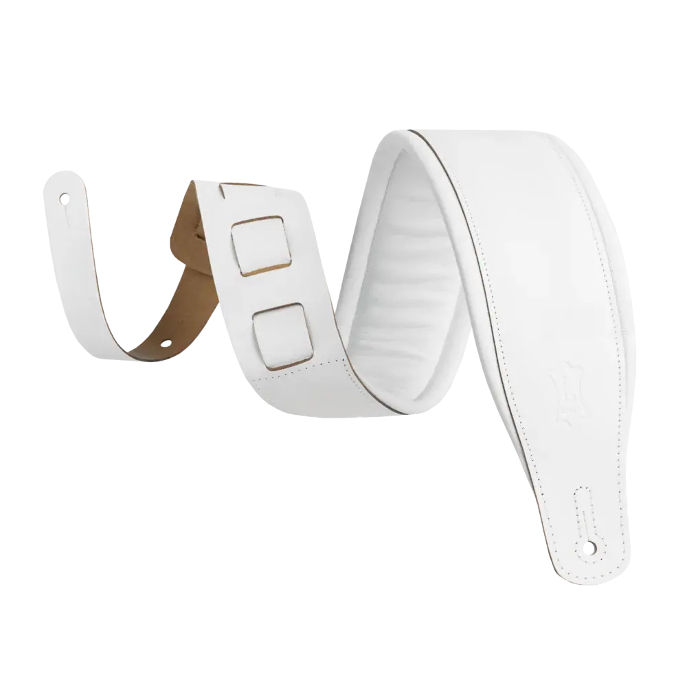 Levy's M26pd-Wht-Wht Leather Guitar Strap *Free Shipping In The Usa* 1