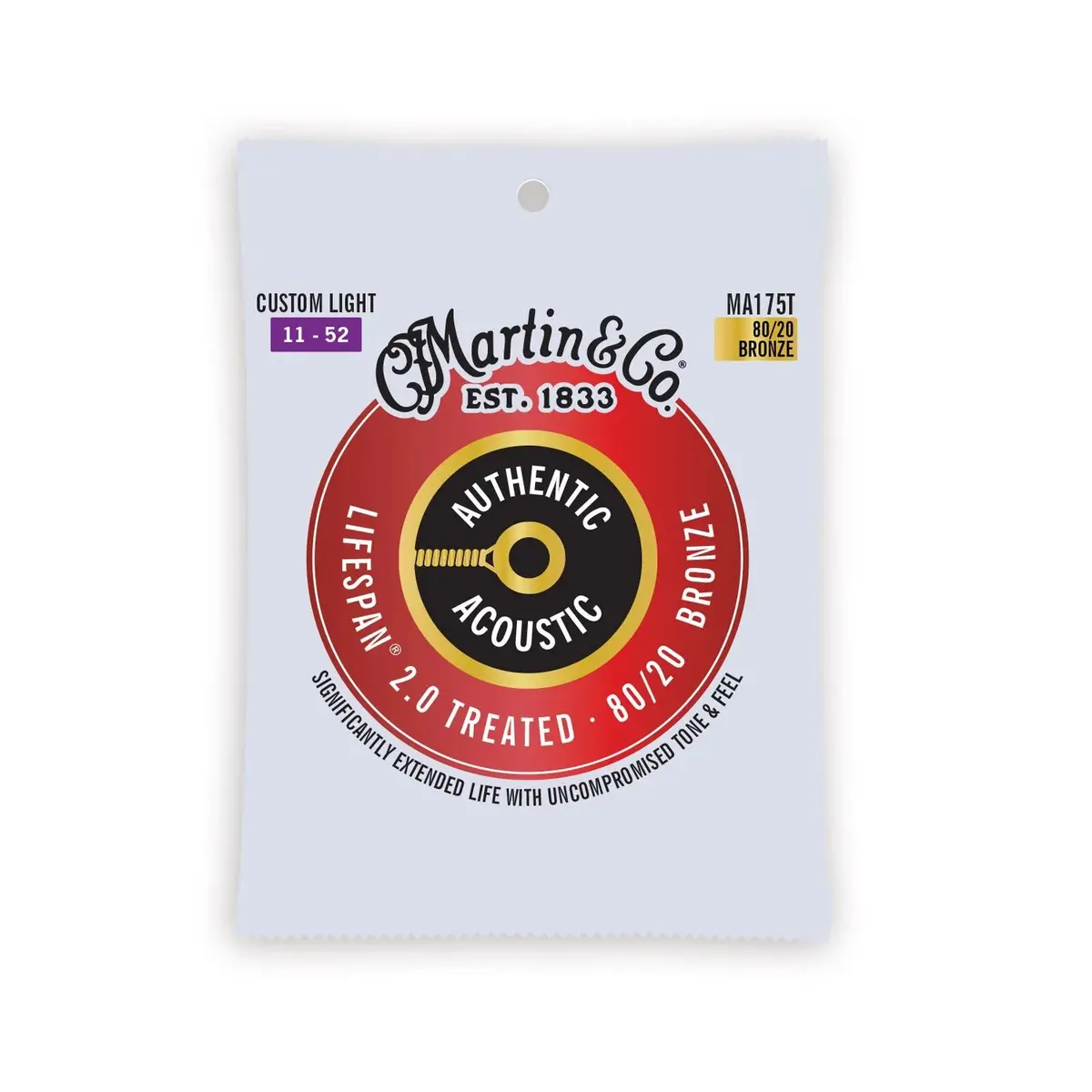 Martin Ma175t Authentic Acoustic Lifespan® 2.0 Guitar Strings 80/20 Bronze 1