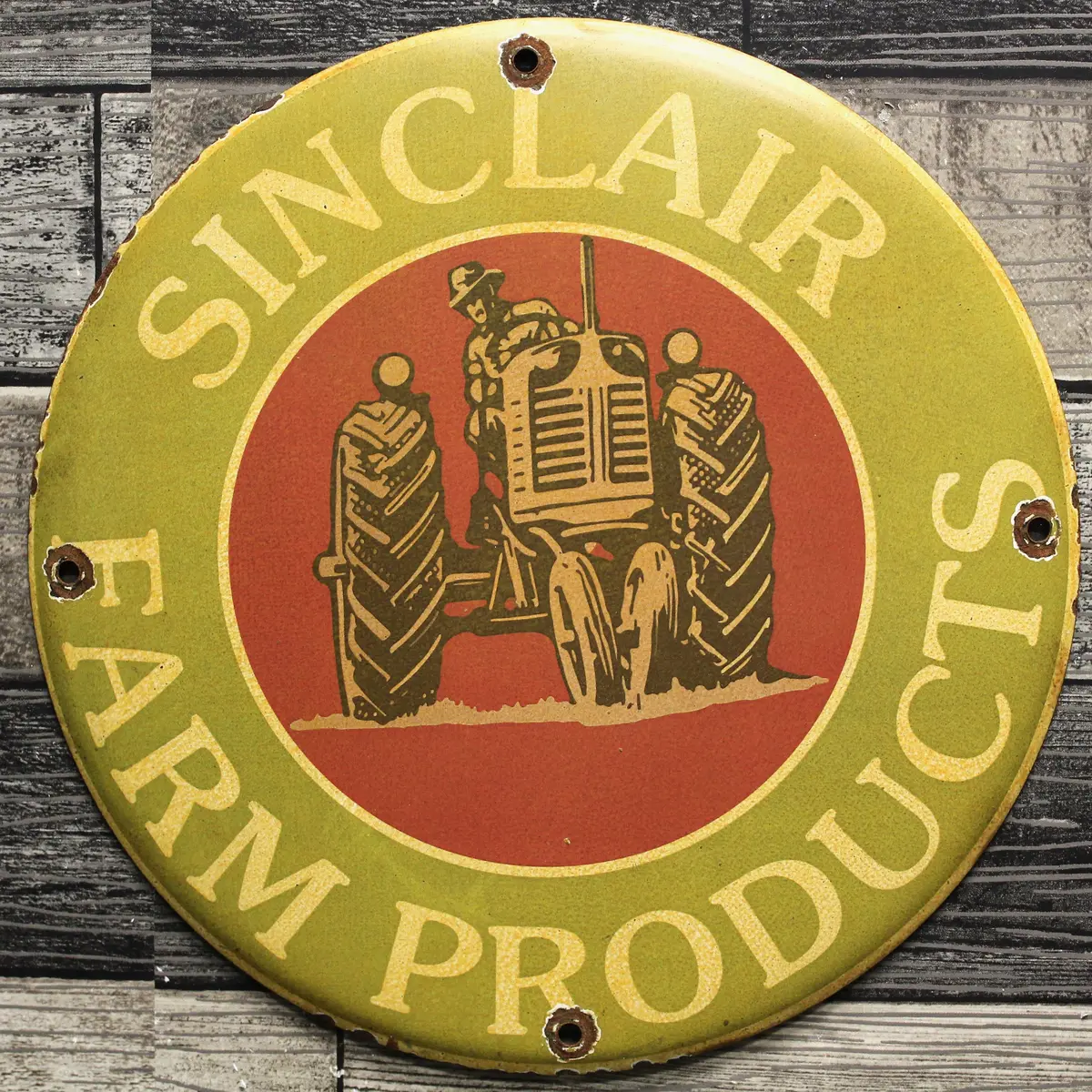 Sinclair Farm Products Tractor Vintage Porcelain Enamel Sign (12In) 1