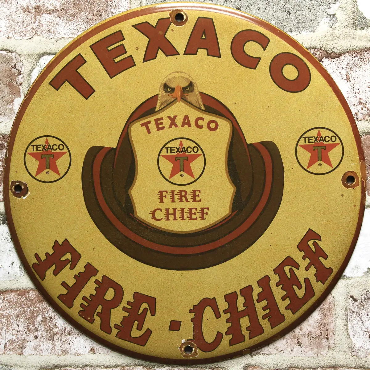 Texaco Fire-Chief Porcelain Enamel Sign (12In) 1