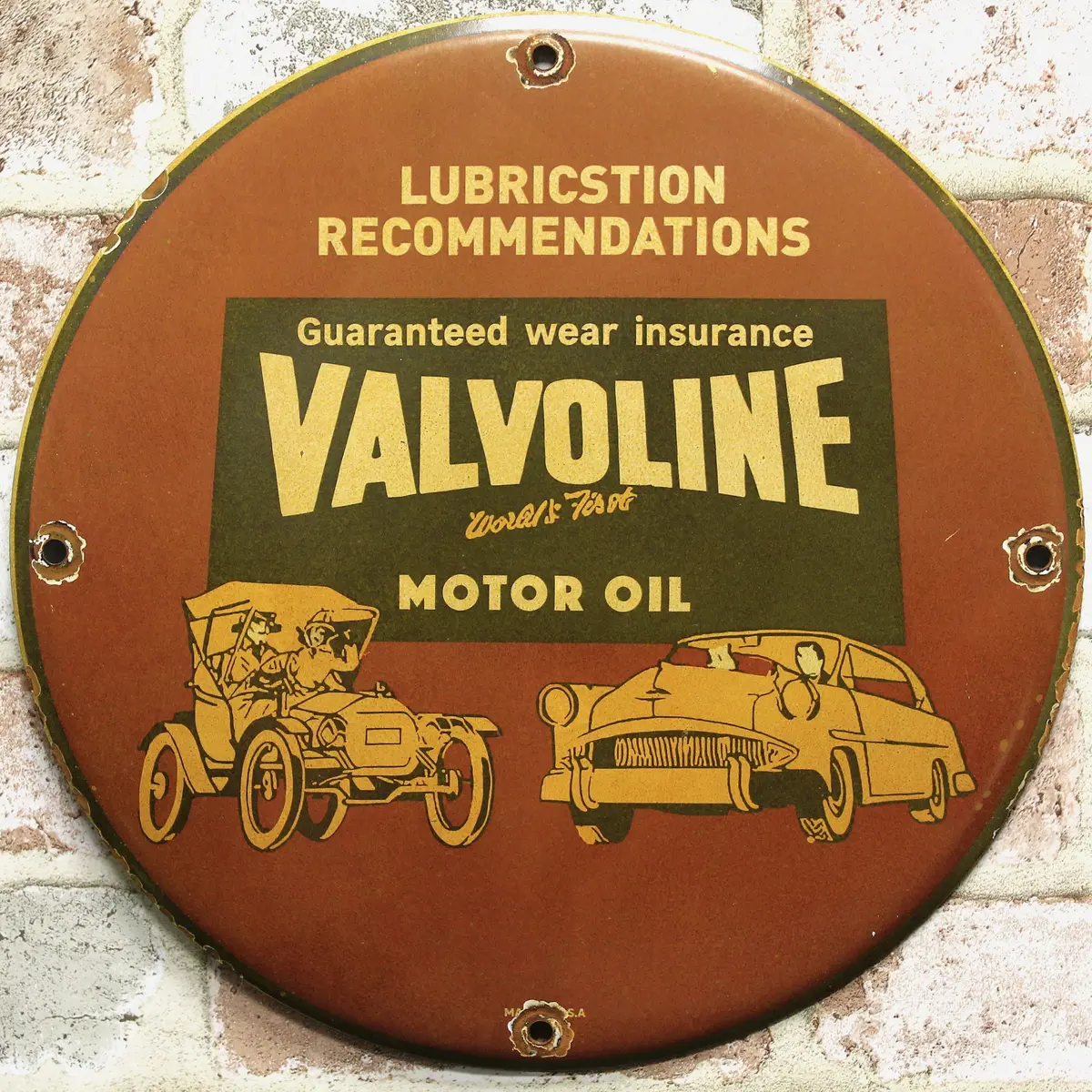 Valvoline Motor Oil Porcelain Enamel Sign (12In) Misspelled 1