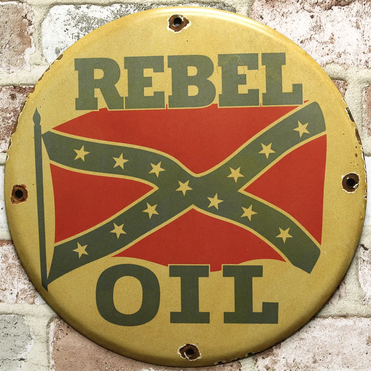 Rebel Oil Porcelain Enamel Sign (12In) 1