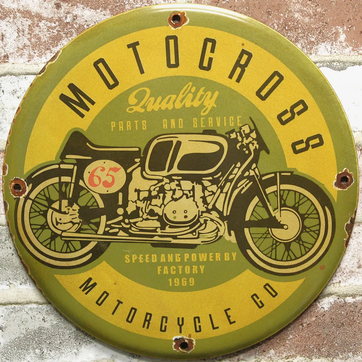 Motocross Motorcycle Co Porcelain Enamel Sign (12In) 1