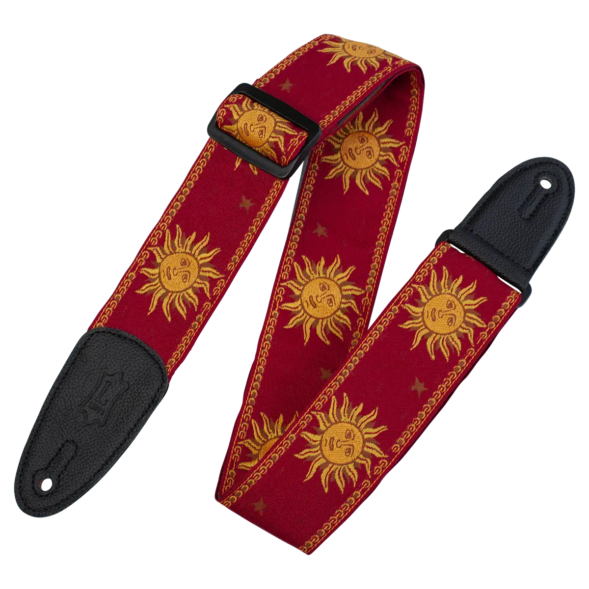 Levy's Sun Motif Series Mpjg-Sun-Red Guitar Strap *Free Shipping In The Usa* 1