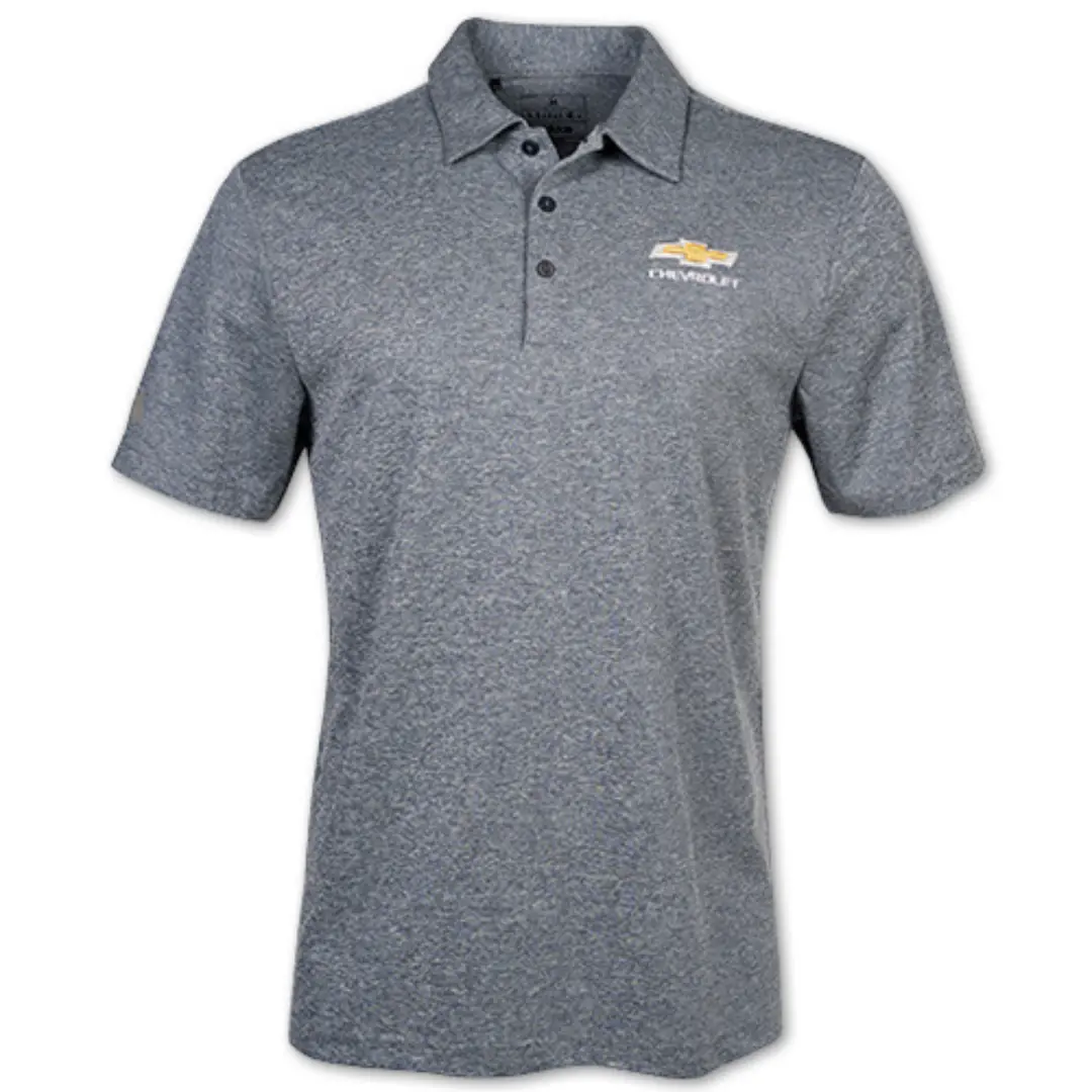 Men's Chevrolet Gold Bowtie Adidas Heathered Polo 1