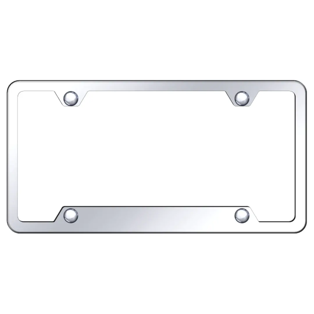 Mirrored 4-Hole Notched License Plate Frame - Polished Stainless Steel 1