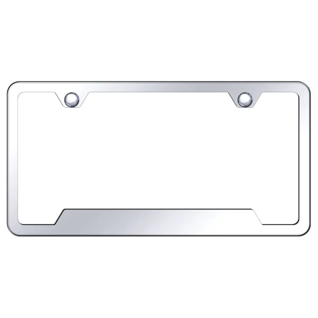 Mirrored Notched License Plate Frame - Polished Stainless Steel 1