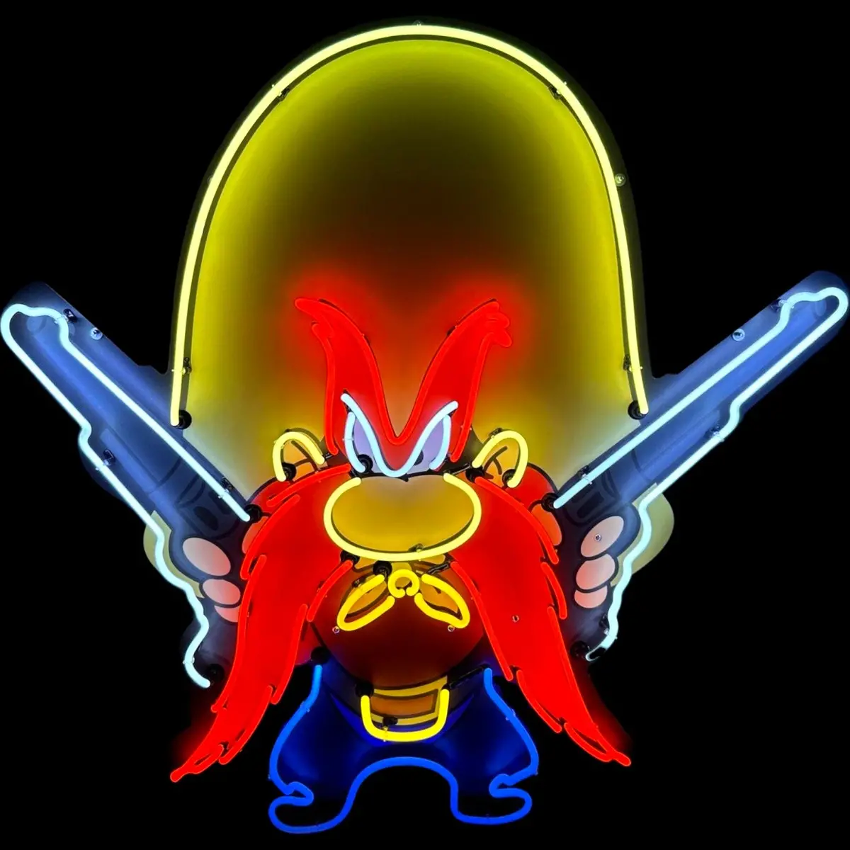 Yosemite Sam Die Cut Neon Porcelain With Steel Can Old Retro Cartoon Character Sign 1