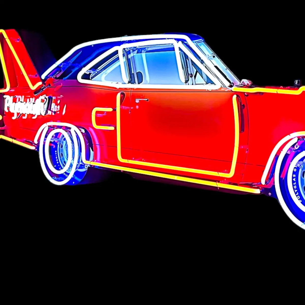 Road Runner Plymouth Superbird Neon Porcelain Large Die Cut Muscle Car Sign With Steel Can 4