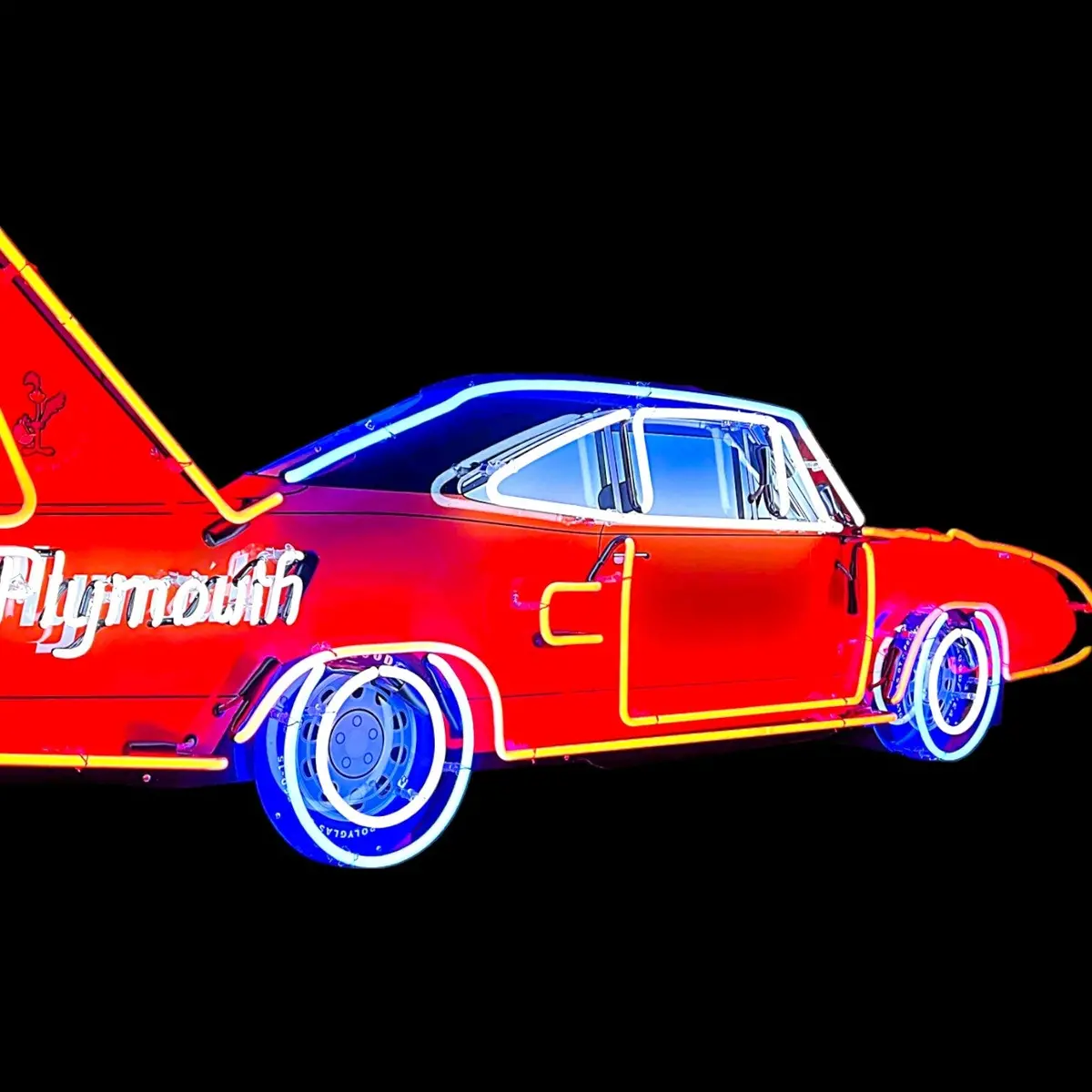 Road Runner Plymouth Superbird Neon Porcelain Large Die Cut Muscle Car Sign With Steel Can 3