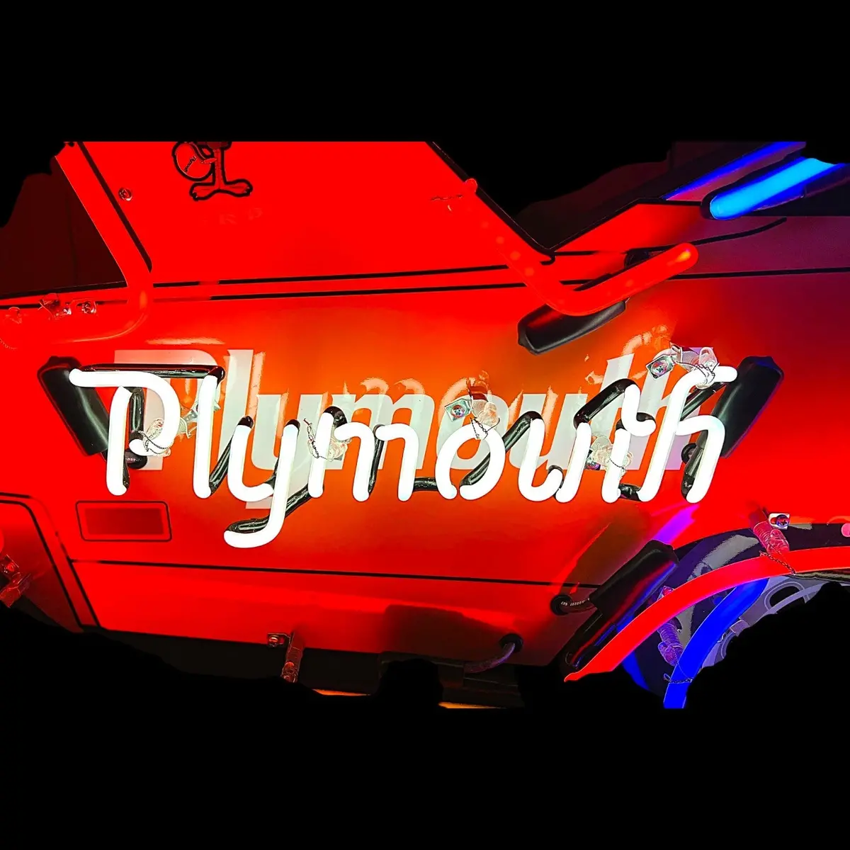 Road Runner Plymouth Superbird Neon Porcelain Large Die Cut Muscle Car Sign With Steel Can 5