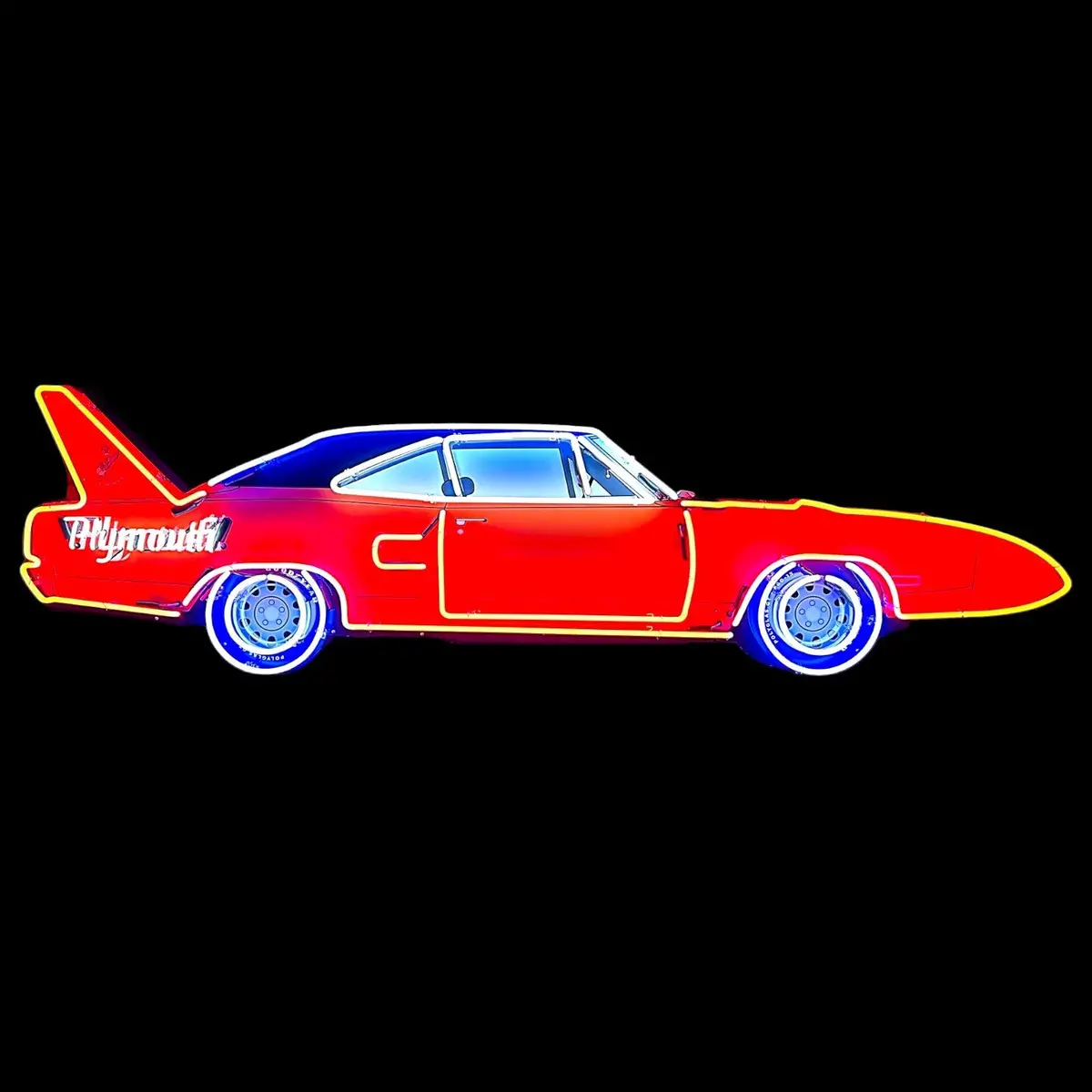 Road Runner Plymouth Superbird Neon Porcelain Large Die Cut Muscle Car Sign With Steel Can 2