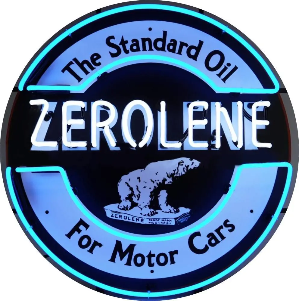 Zerolene Standard Oil Single-Sided Neon Porcelain Box Sign 1