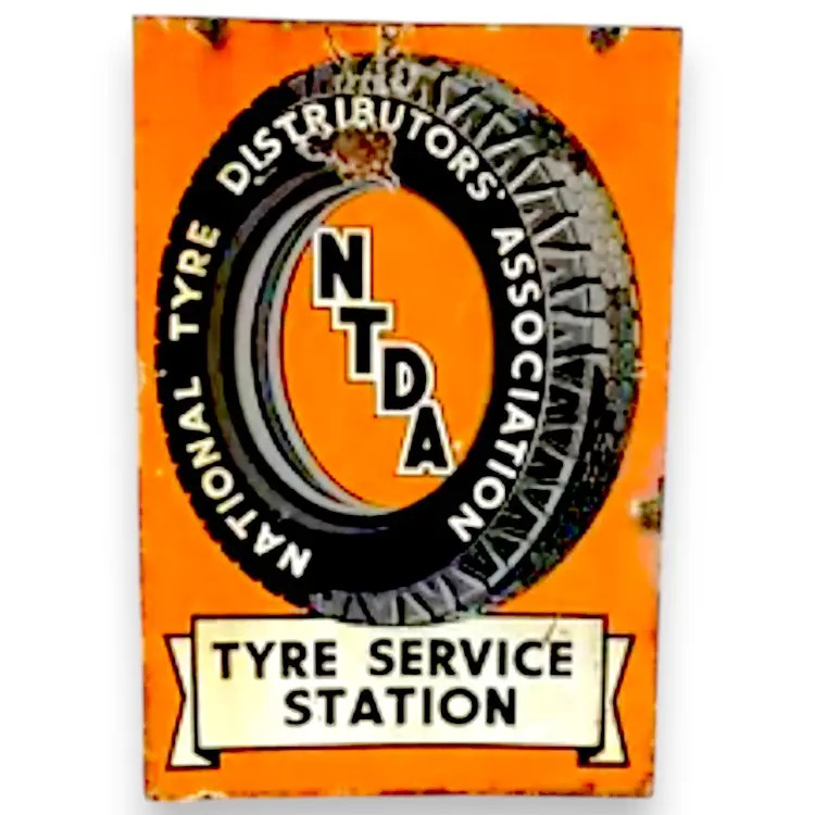 Ntda Tyre Service Station Porcelain Enamel Vintage Metal Reproduction 1