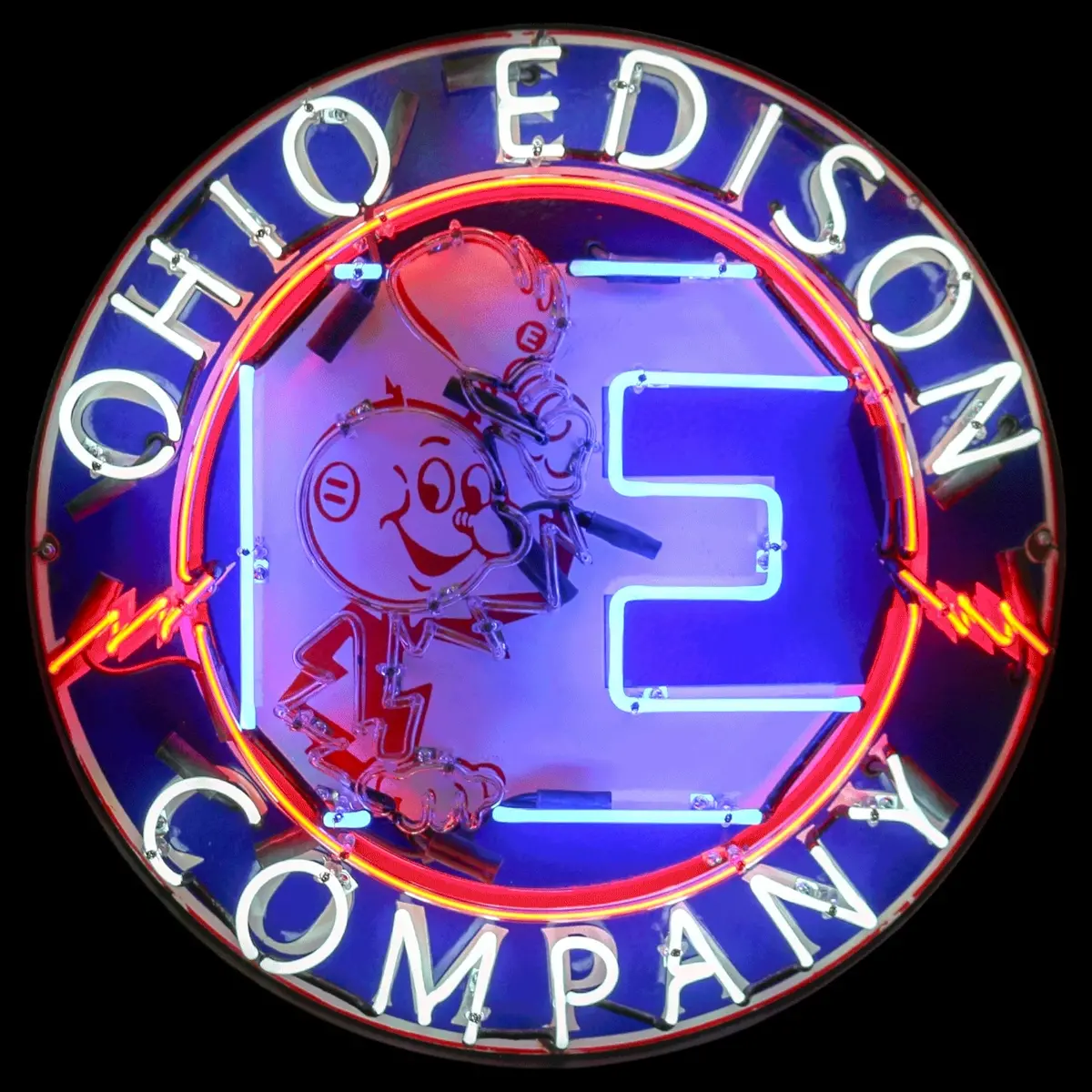 Reddy Kilowatt Ohio Edison Company Neon Porcelain Sign With Can 1