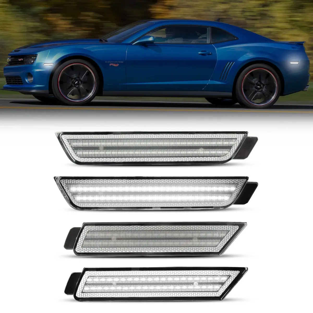 2010-2015 Chevrolet Camaro Clear White Led Side Markers Set 1