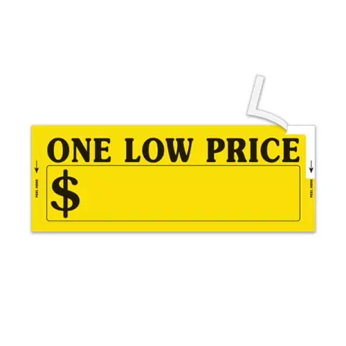 One Low Price Window Stickers For Dealerships And Retail - Heavy Yellow Card Stock - Peel-Off Edge For Easy Application On Vehicle Windows - Large 12" × 4-1/2" Size 1