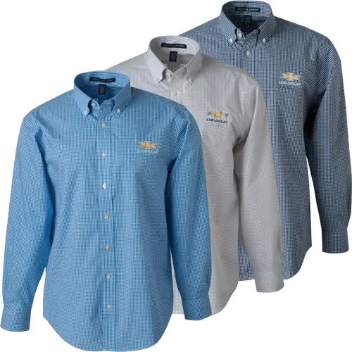 Chevrolet Men's Gold Bowtie Gingham Shirt 1