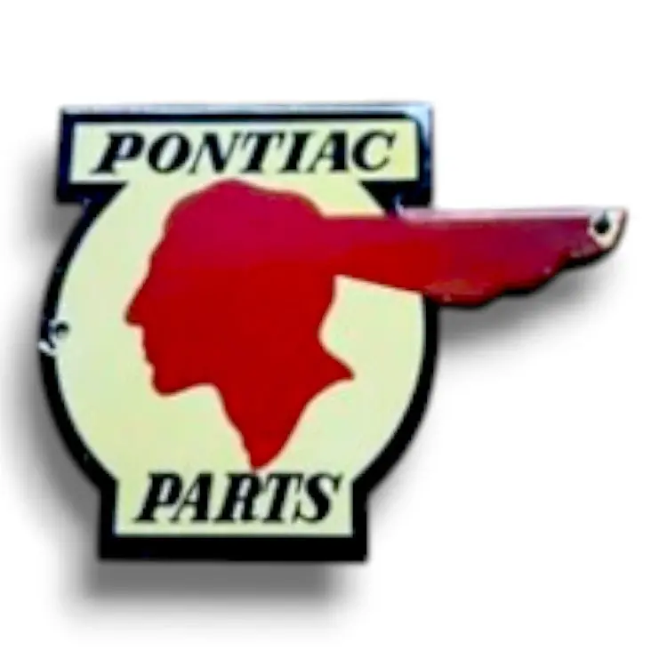 Pontiac Parts Die Cut Porcelain Vintage Metal Sign 1