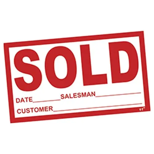 Premium Sold Stickers For Car Dealerships – Large 7" X 4" White Matte Vinyl Vehicle Window Stickers – Durable Outdoor Sold Decals – Auto Sales Inventory Tags – Sold Vehicle Signage 1