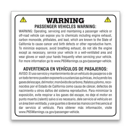 English/Spanish Prop 65 Sticker – 4" × 4" California Proposition 65 Compliance Warning Label – Durable 3 Mil Vinyl – Bilingual Safety Sticker For Internal Window Installation – Ca Warning Label 1