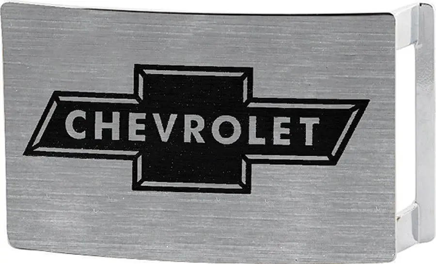 Chevy Bowtie Rock Star Buckle - Brushed Silver & Black 1