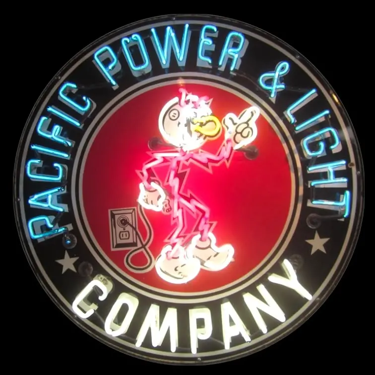 Reddy Kilowatt Pacific Power & Light Company Neon Porcelain Sign With Can 1