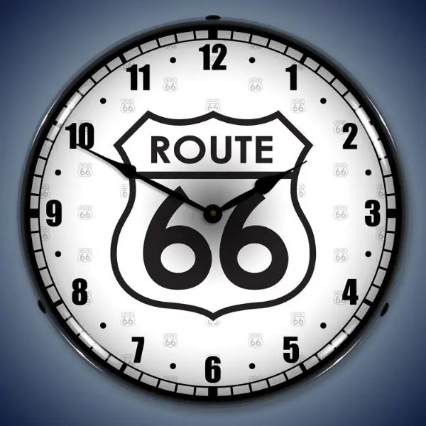 Route 66 Sign Lighted Clock 1