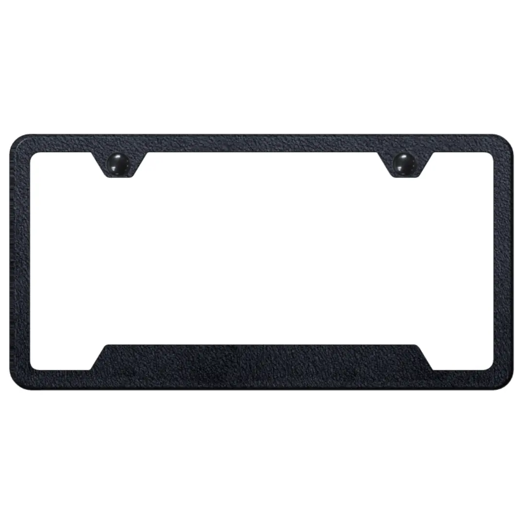 Rugged Black Notched License Plate Frame - Powder-Coated Stainless Steel 1