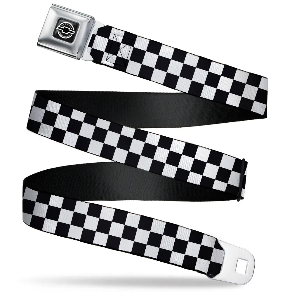 Chevy Seatbelt Belt - Checker Black & White Webbing 1