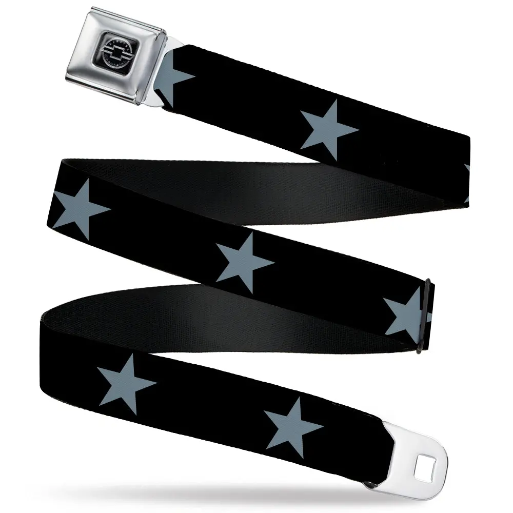 Chevy Seatbelt Belt - Star Black & Silver Webbing 1