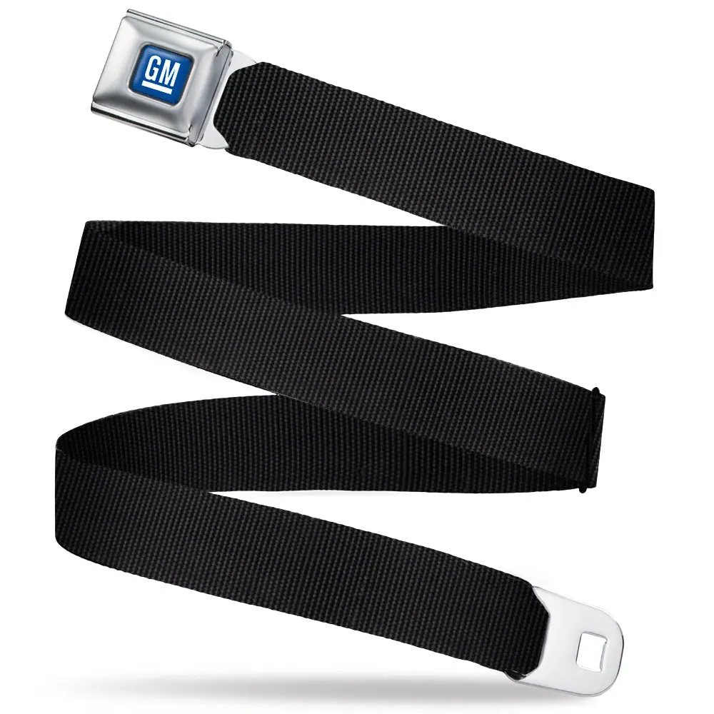 Gm Logo Blue & White Seatbelt Belt - Black Webbing 1