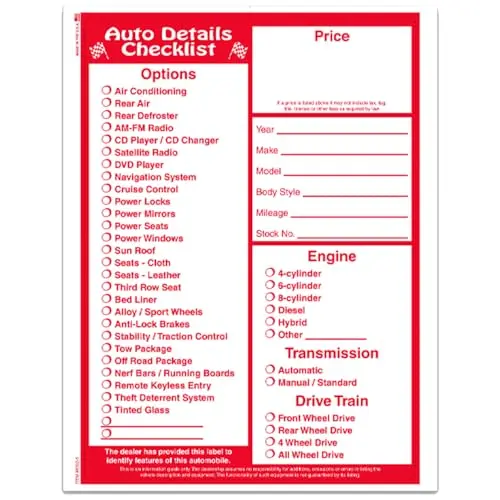 Interior Style Red Ink Blank Stock Laser Window Stickers - 8.5" X 11" Self-Adhesive Fade-Resistant Decals For Car Dealerships - Customizable Auto Window Displays 1