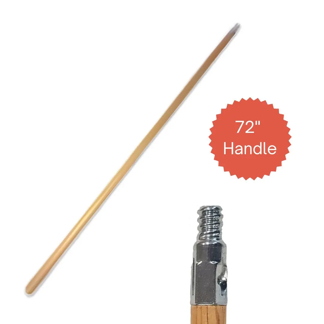 Shuttsco 72" Solid Wood Replacement Handle Only - Universal Threaded Metal Tip - Compatible With 12" And 18" Sno Rake Heads - Durable Wooden Pole For Snow Removal On Car, Truck, Van, And Suv - Made In Usa 1