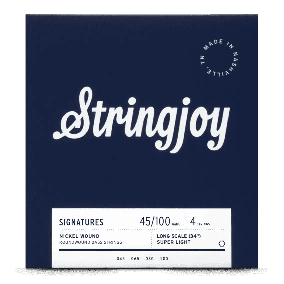 Stringjoy Super Light Gauge (45-100) 4 String Long Scale Nickel Wound Bass Guitar Strings 1