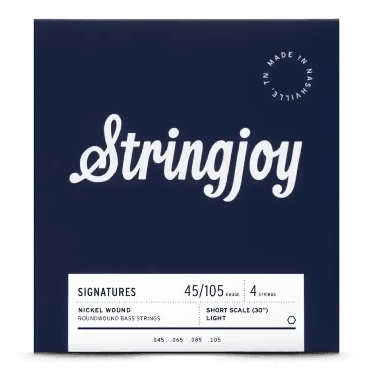 Stringjoy Light Gauge (45-105) 4 String Short Scale Nickel Wound Bass Guitar Strings 1
